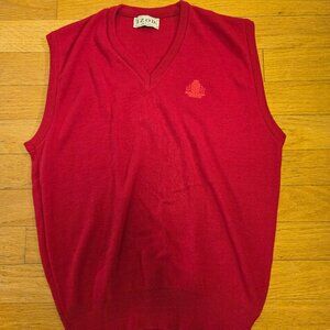 Vintage Izod Sweater Vest Mens Large Red V-Neck Pullover Acrylic Made in USA